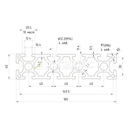 Профиль алюминиевый HXB40160B-10 фото
