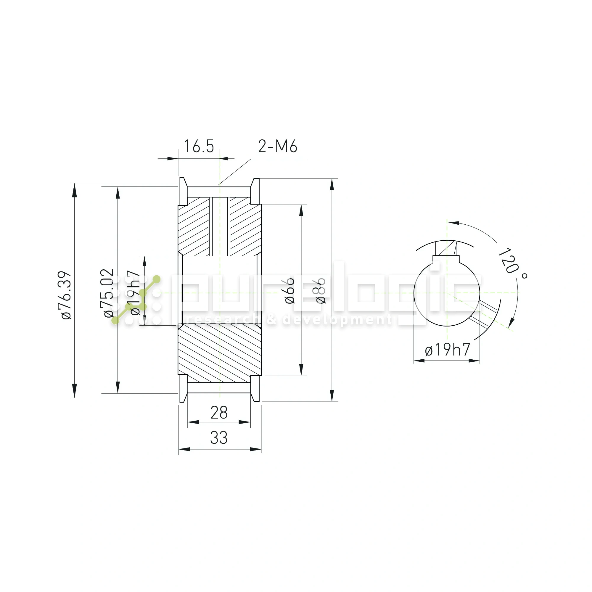 Шкив зубчатый BLA-30-8M-25-A-N19 фото