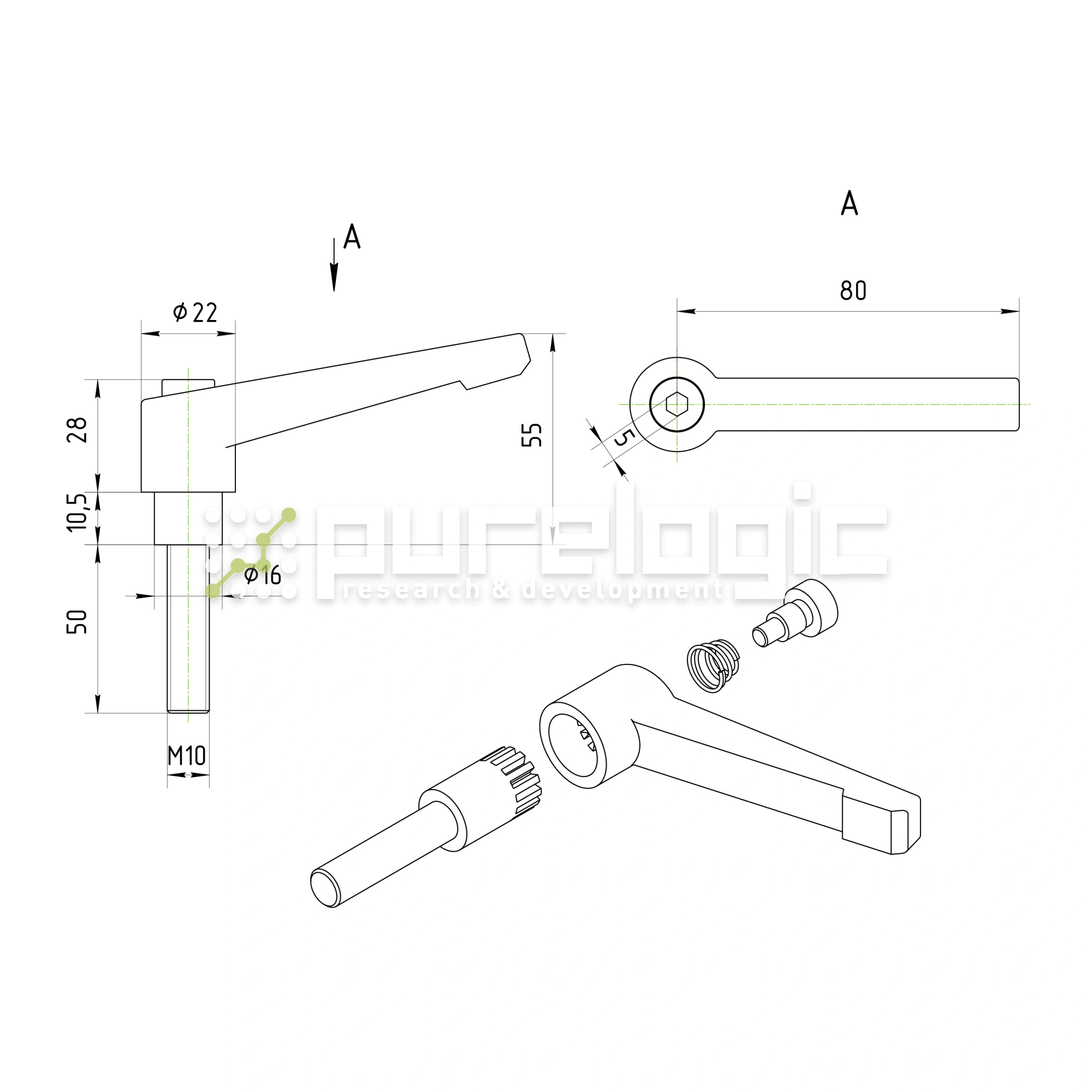 Рычаг зажимной 100114-80*M10*50 917 Рычаг зажимной 100114-80*M10*50 фото