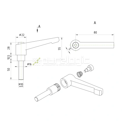 Рычаг зажимной 100114-80*M10*50 917 Рычаг зажимной 100114-80*M10*50 фото