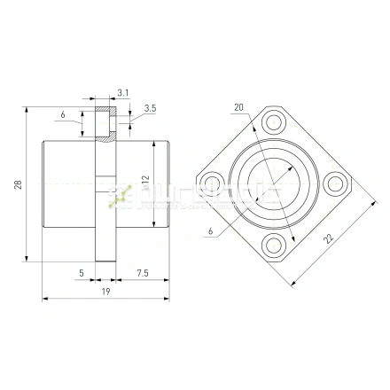 Втулка шариковая с фланцем LMKC6 фото