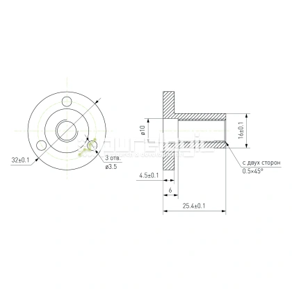 Гайка TRFP-9.53x2.54 фото