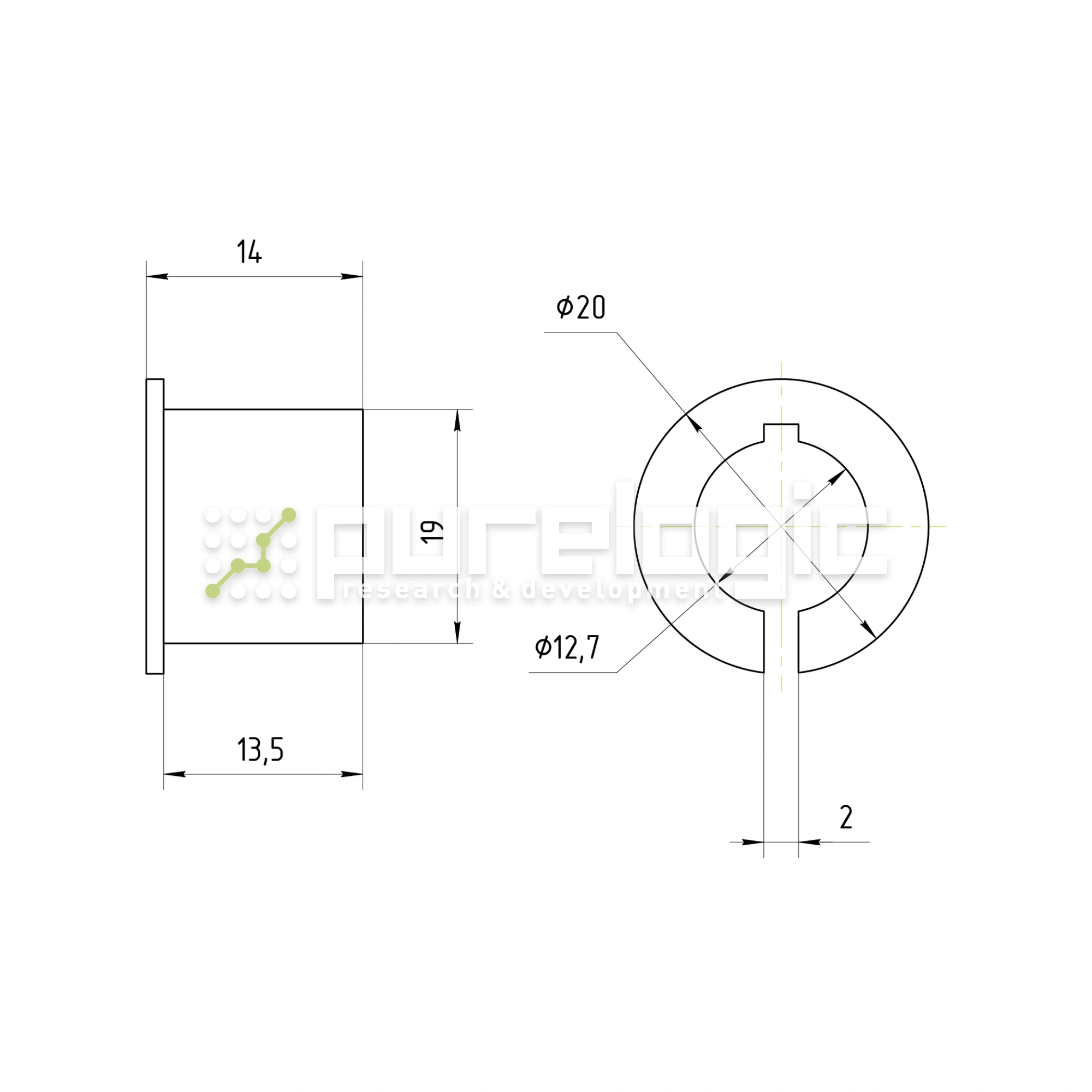 Втулка переходная PG19x12.7 661 Втулка переходная PG19x12.7 фото
