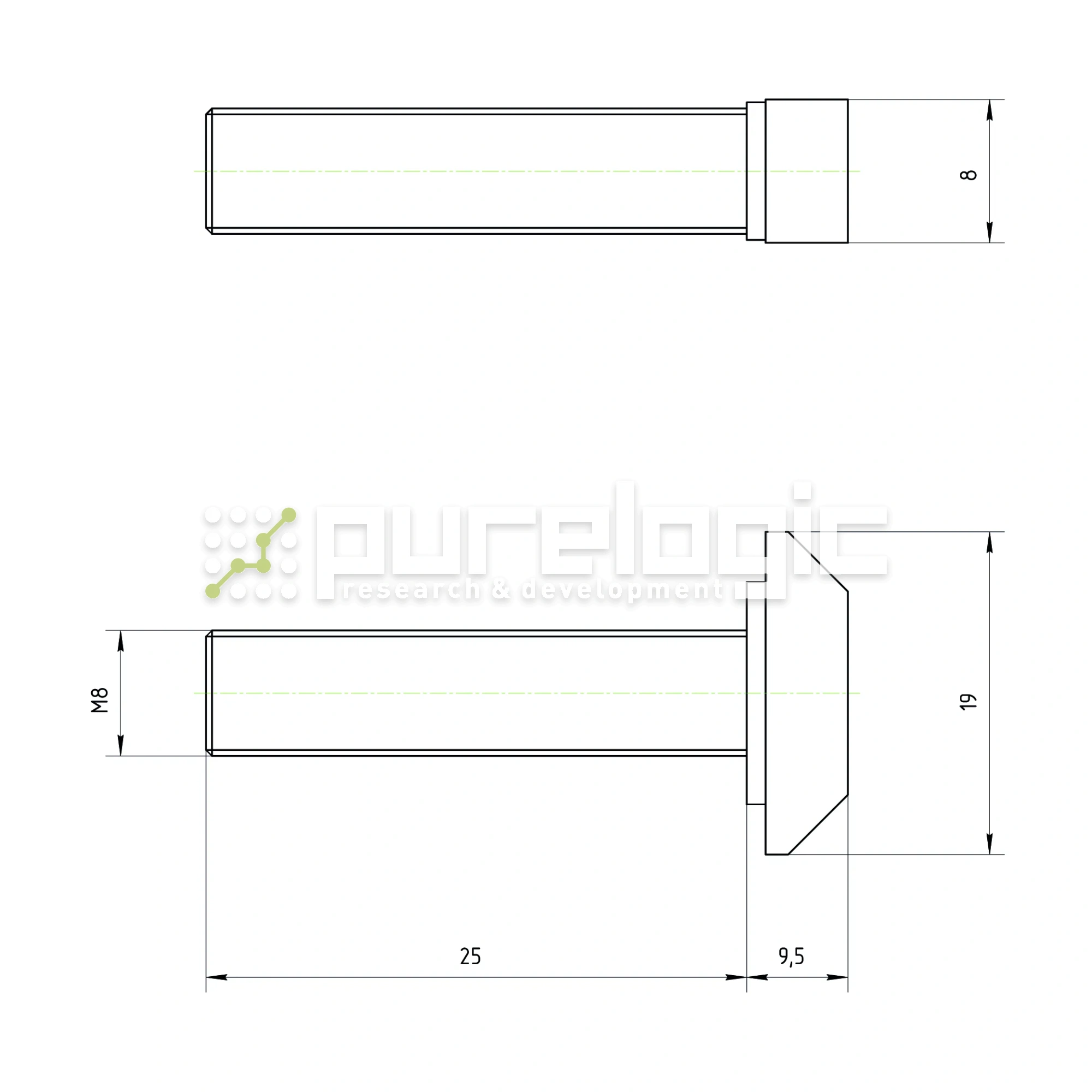 Болт Т-образный 40TS8x25 15 Болт Т-образный 40TS8x25 фото
