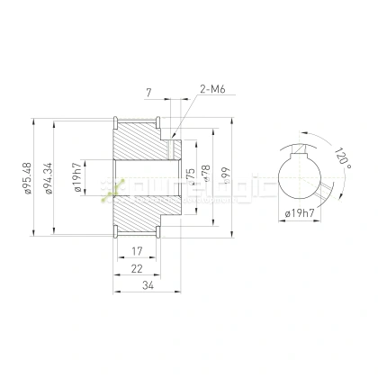 Шкив зубчатый BLA-60-5M-15-B-N19 фото