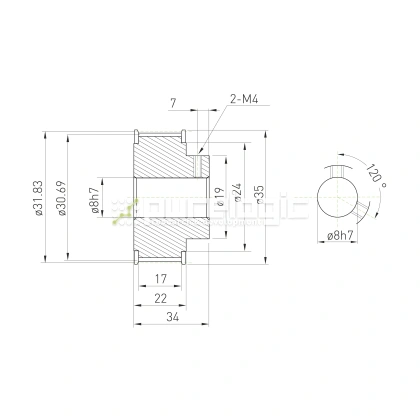 Шкив зубчатый BSY-20-5M-15-B-P8 фото