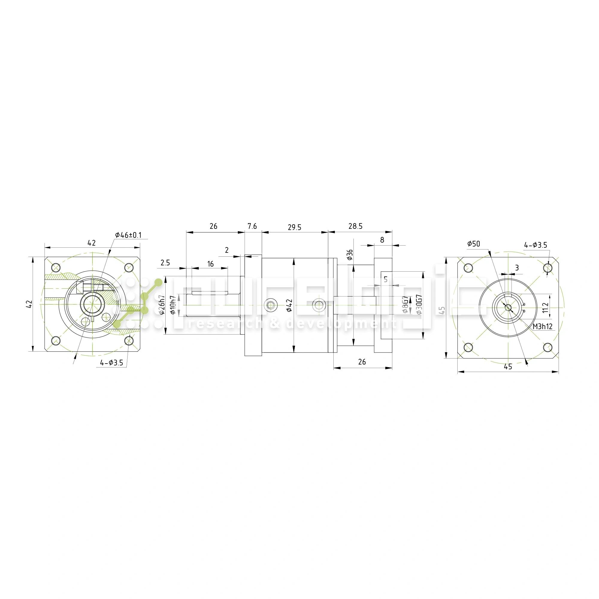 Редуктор планетарный 42PLF10K-8S-D10 19 107 Редуктор планетарный 42PLF10K-8S-D10 фото