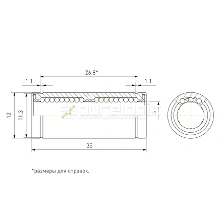Втулка шариковая LM6L-UU фото