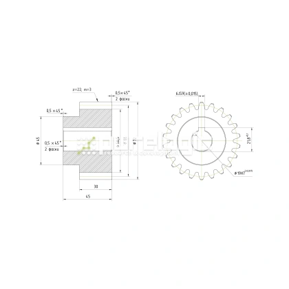 Шестерня прямозубая GS3-T22D19 1 491 Шестерня прямозубая GS3-T22D19 фото