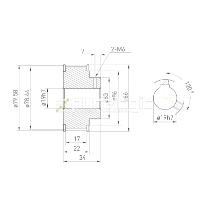Шкив зубчатый BLA-50-5M-15-B-N19 фото