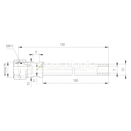 Удлинитель цангового патрона PLC12-ER11M-100L фото