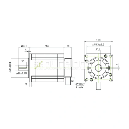 Двигатель шаговый трехфазный 3PL110H185-D19 фото