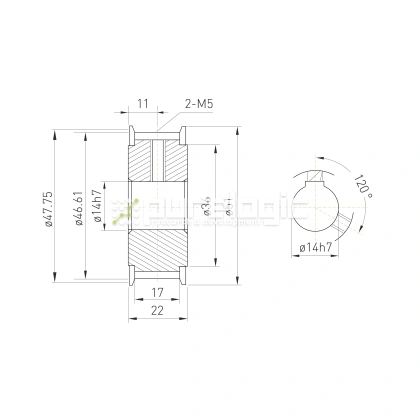 Шкив зубчатый BLA-30-5M-15-A-N14 фото