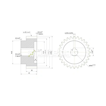 Шестерня косозубая GH3-T28D19 фото