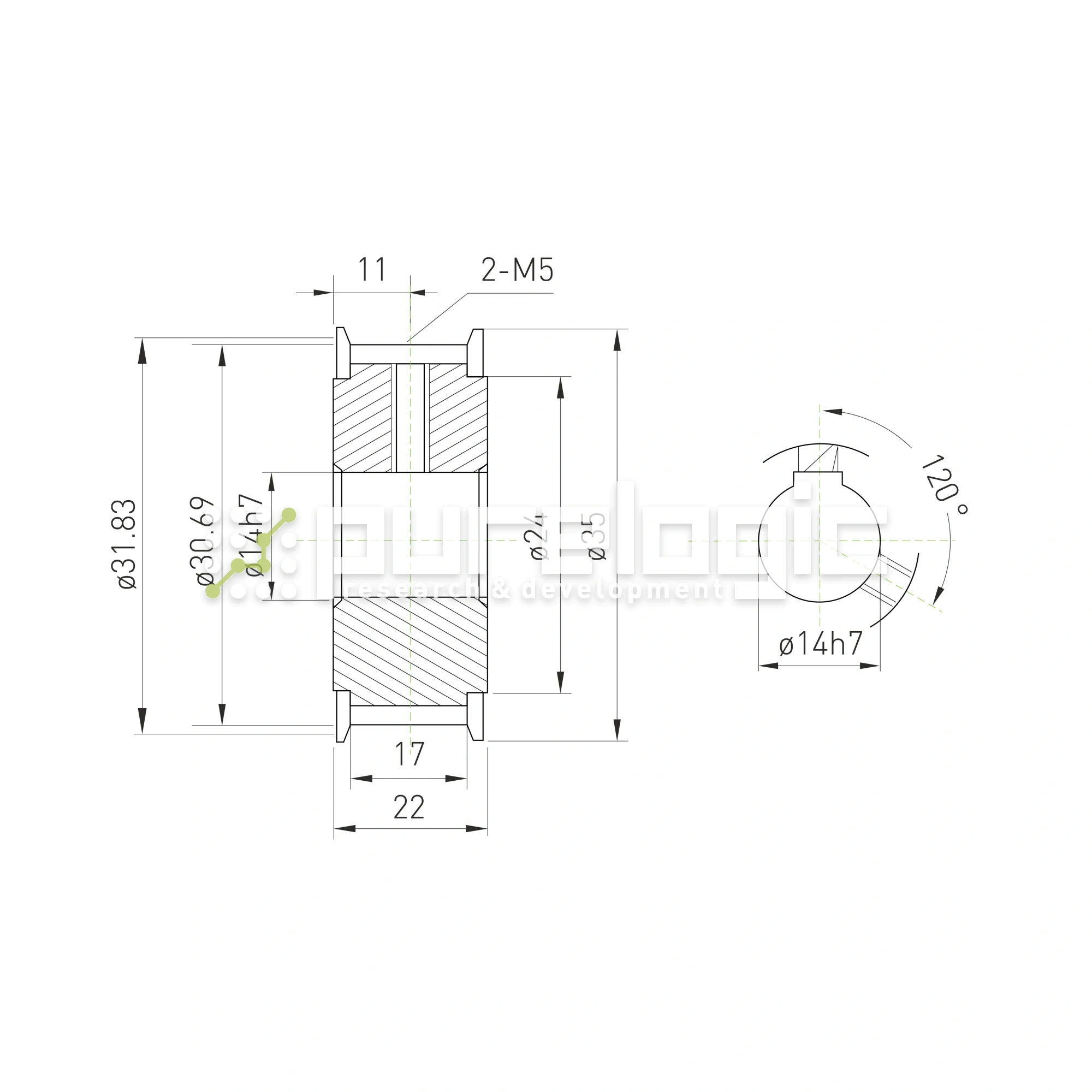 Шкив зубчатый BLA-20-5M-15-A-N14 773 Шкив зубчатый BLA-20-5M-15-A-N14 фото