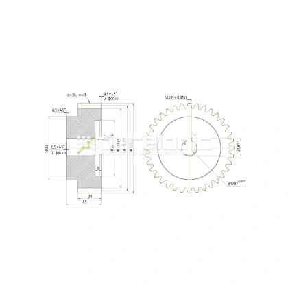 Шестерня косозубая GH3-T36D19 3 000 Шестерня косозубая GH3-T36D19 фото