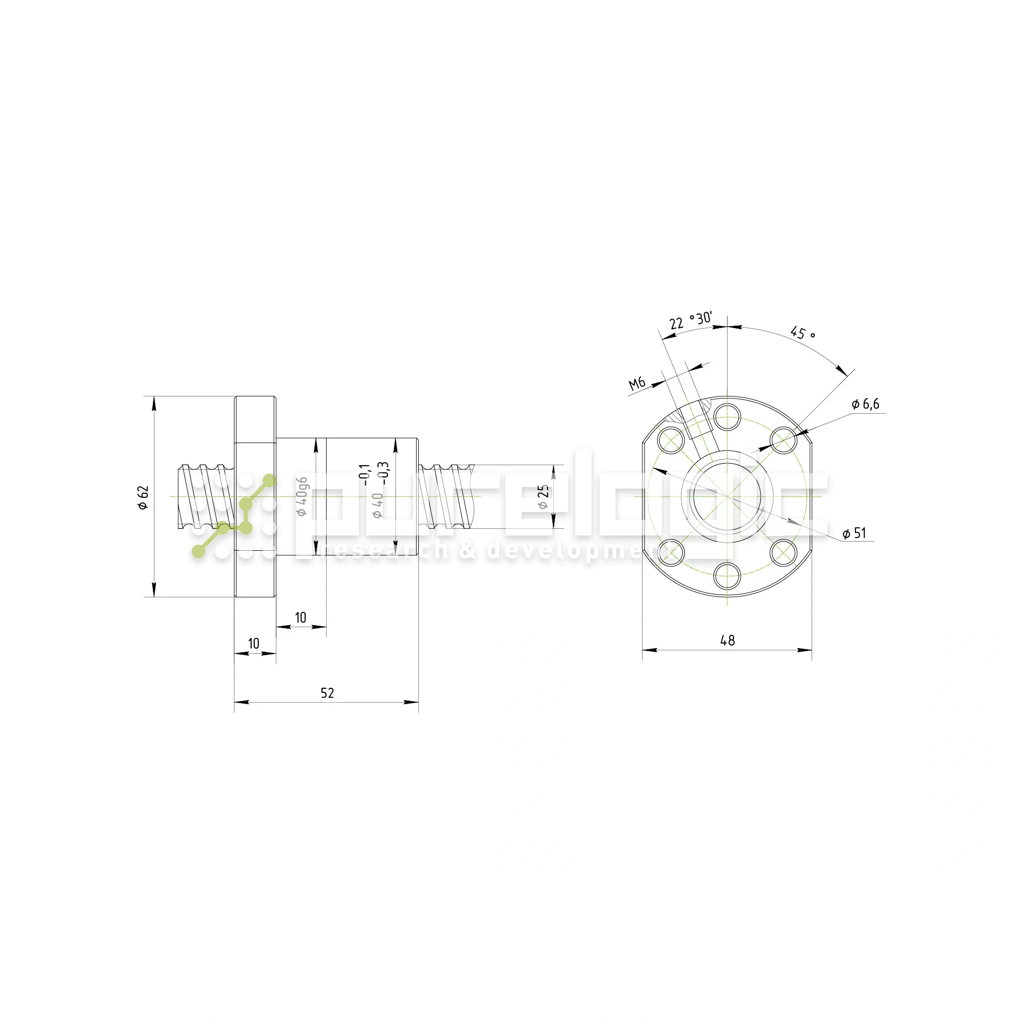 Гайка ШВП Hiwin R25-5K4-FSC (BD=3.175) 10 077 Гайка ШВП Hiwin R25-5K4-FSC (BD=3.175) фото