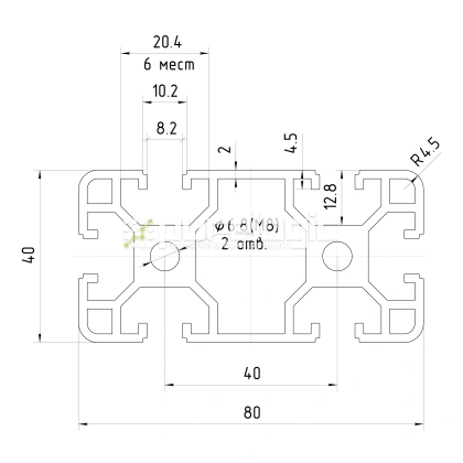 Профиль алюминиевый HXB4080E-8 фото
