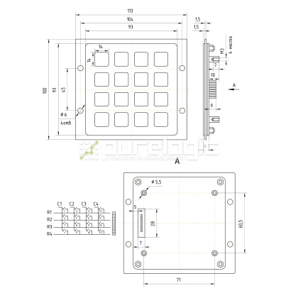Промышленная клавиатура CT-KPS02-16RMM фото