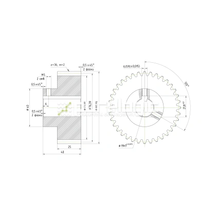 Шестерня косозубая GH2-T36D19 2 173 Шестерня косозубая GH2-T36D19 фото