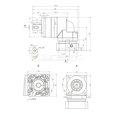 Редуктор планетарный прецизионный угловой 115EVB5K-S32-P0 фото