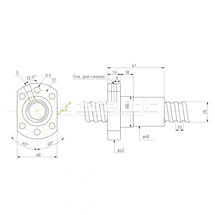 Гайка ШВП Hiwin R25-10K4-FSC (BD=3.175) фото