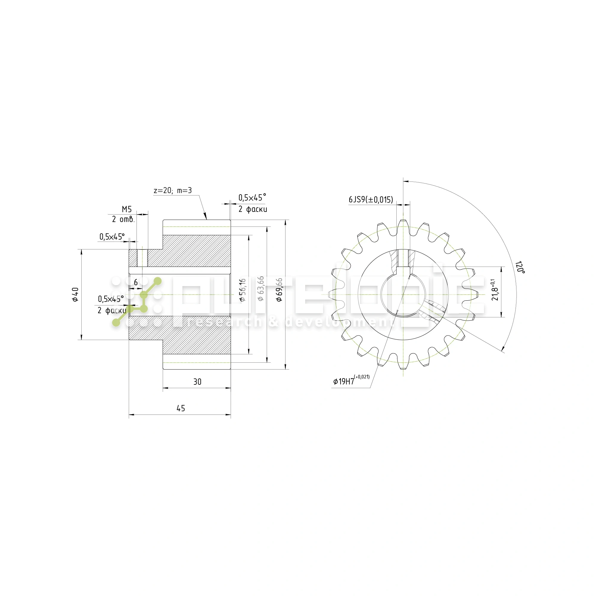 Шестерня косозубая GH3-T20D19 1 698 Шестерня косозубая GH3-T20D19 фото