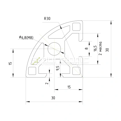 Профиль алюминиевый HXB3030R-8 939 Профиль алюминиевый HXB3030R-8 фото