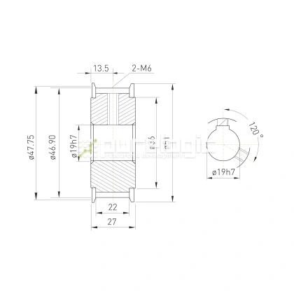 Шкив зубчатый BLA-30-T5-20-A-N19 фото