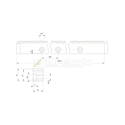 Рейка косозубая RH1-1515 3 406 Рейка косозубая RH1-1515 фото
