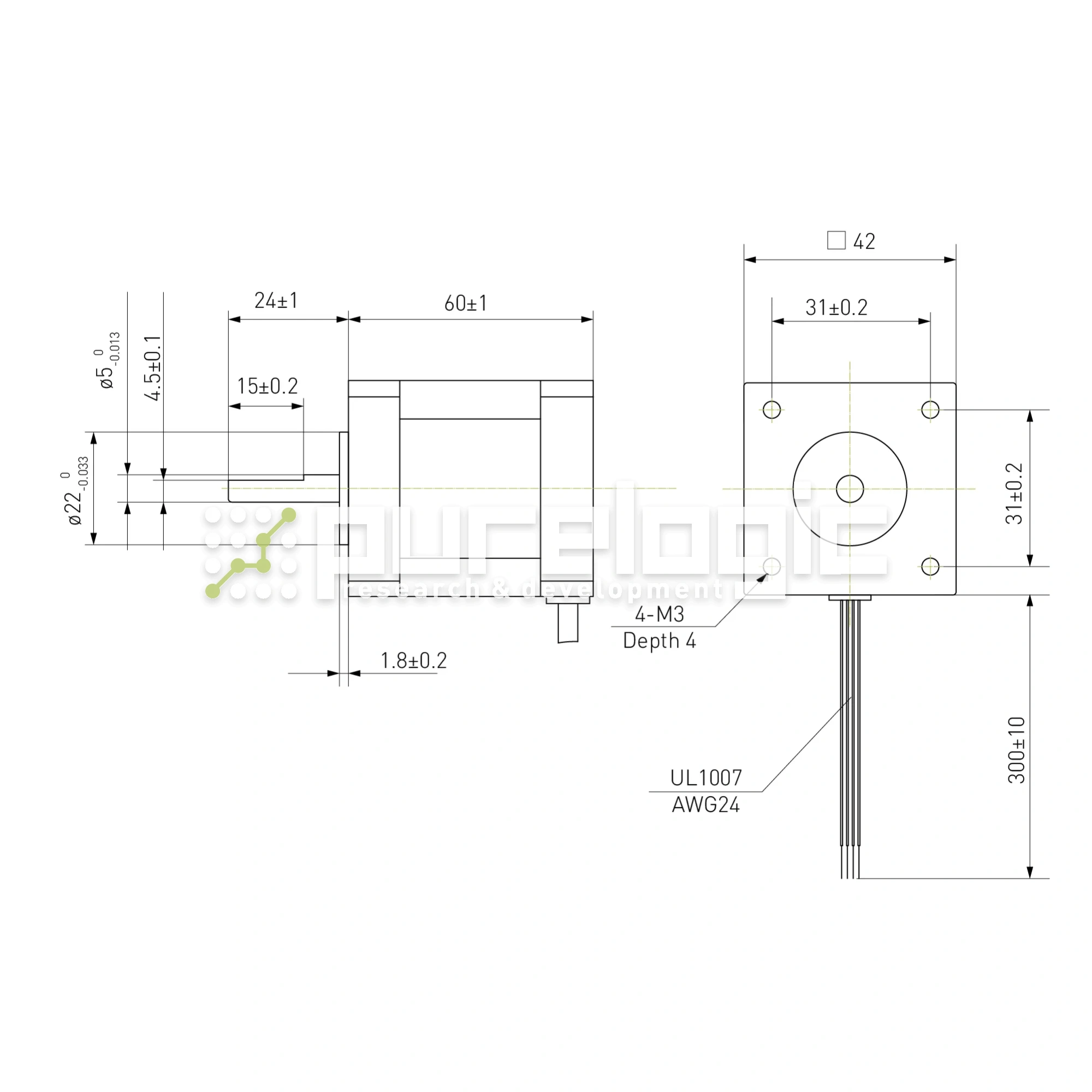 Двигатель шаговый биполярный 42CM08 3 169 Двигатель шаговый биполярный 42CM08 фото