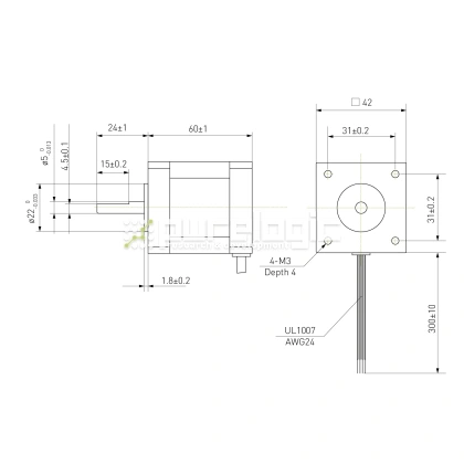 Двигатель шаговый биполярный 42CM08 3 169 Двигатель шаговый биполярный 42CM08 фото