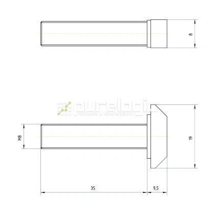 Болт Т-образный 40TS8x35 19 Болт Т-образный 40TS8x35 фото