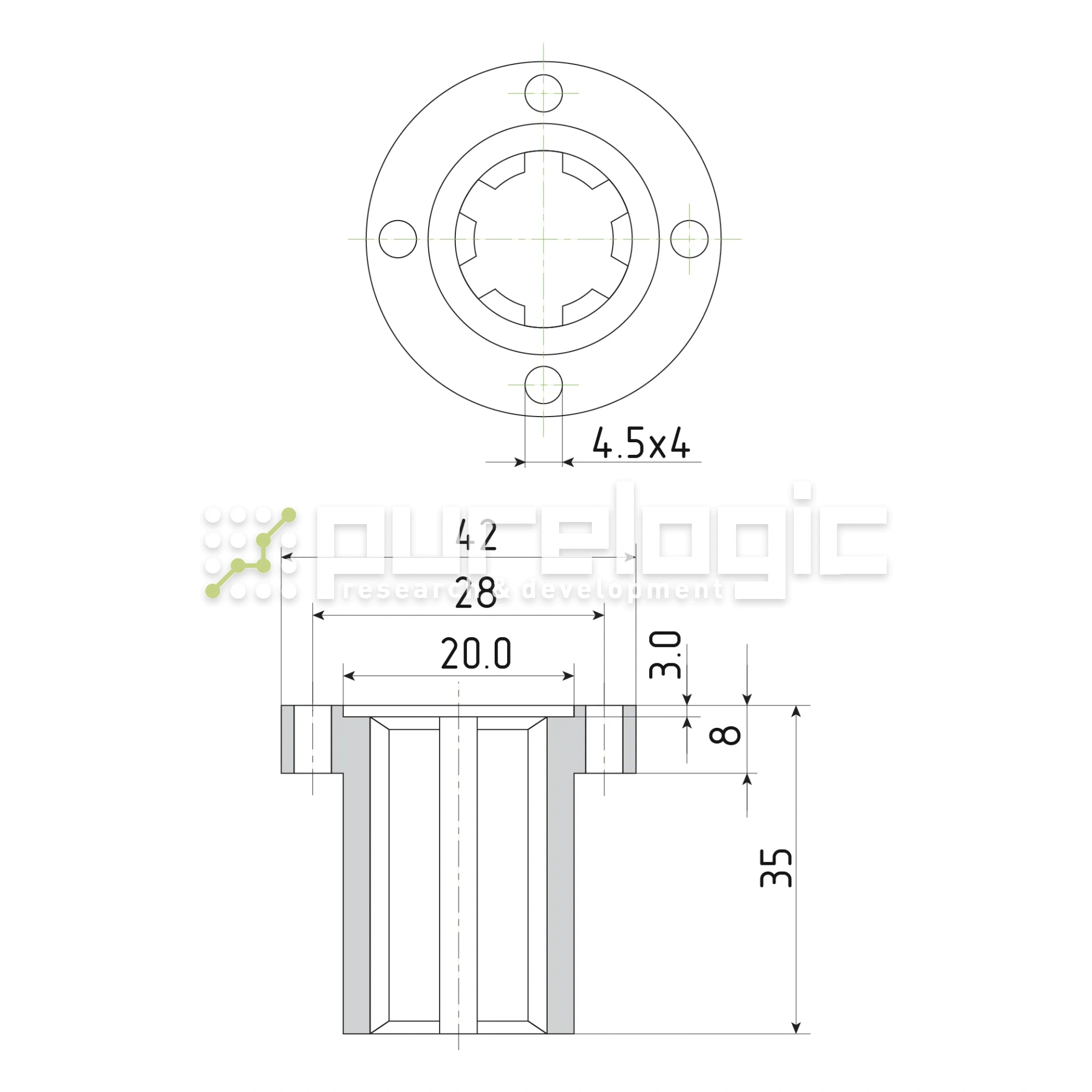 Шлицевая втулка с фланцем SNF-11x14 2 757 Шлицевая втулка с фланцем SNF-11x14 фото
