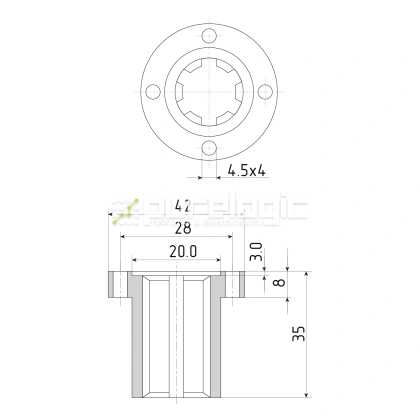 Шлицевая втулка с фланцем SNF-11x14 2 757 Шлицевая втулка с фланцем SNF-11x14 фото