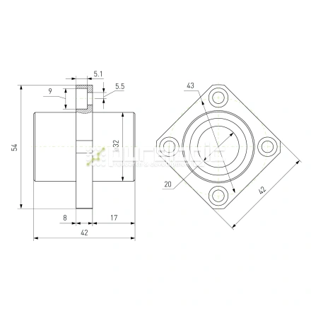 Втулка шариковая с фланцем LMKC20 фото