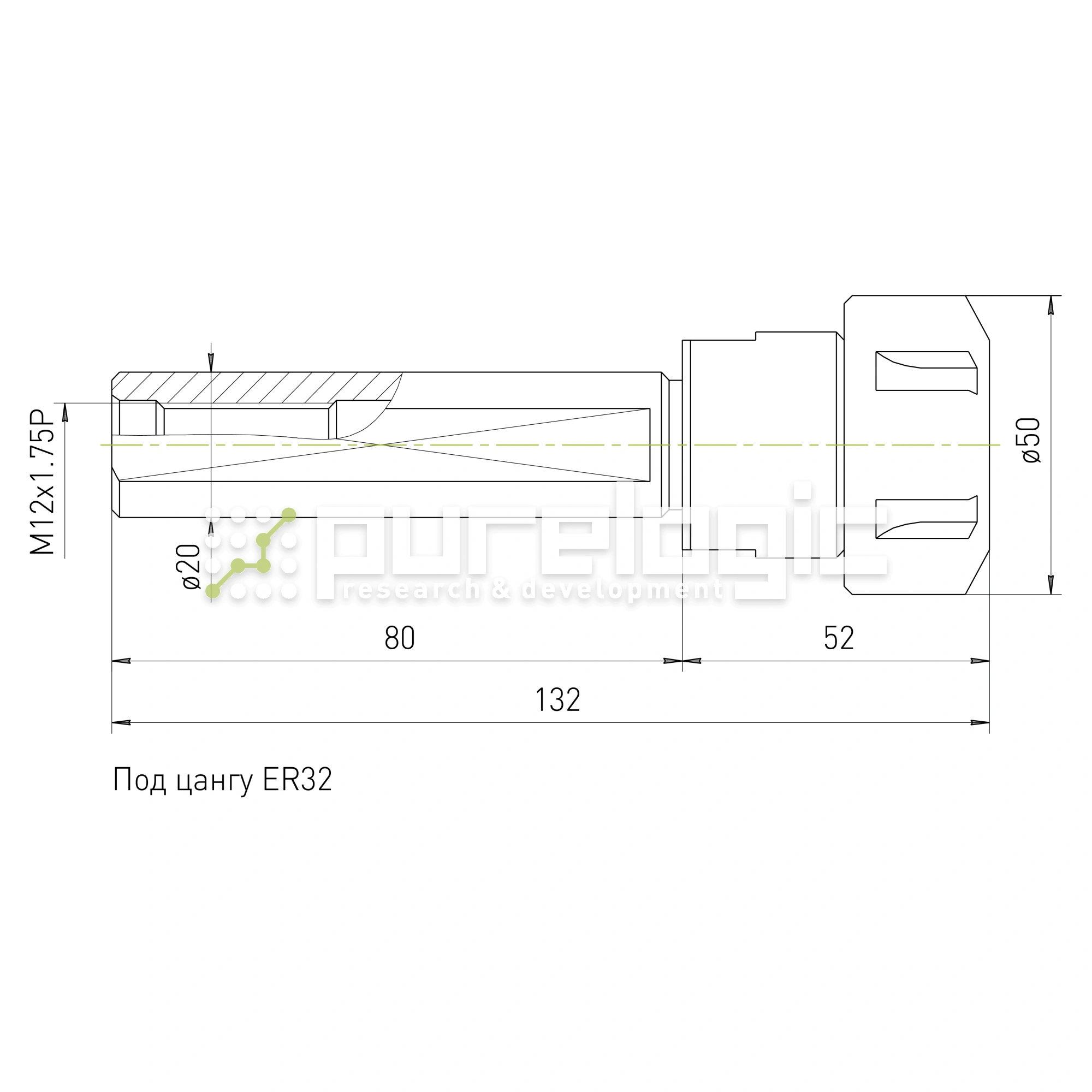 Цанговый патрон SL20-ER32-80L 1 660 Цанговый патрон SL20-ER32-80L фото