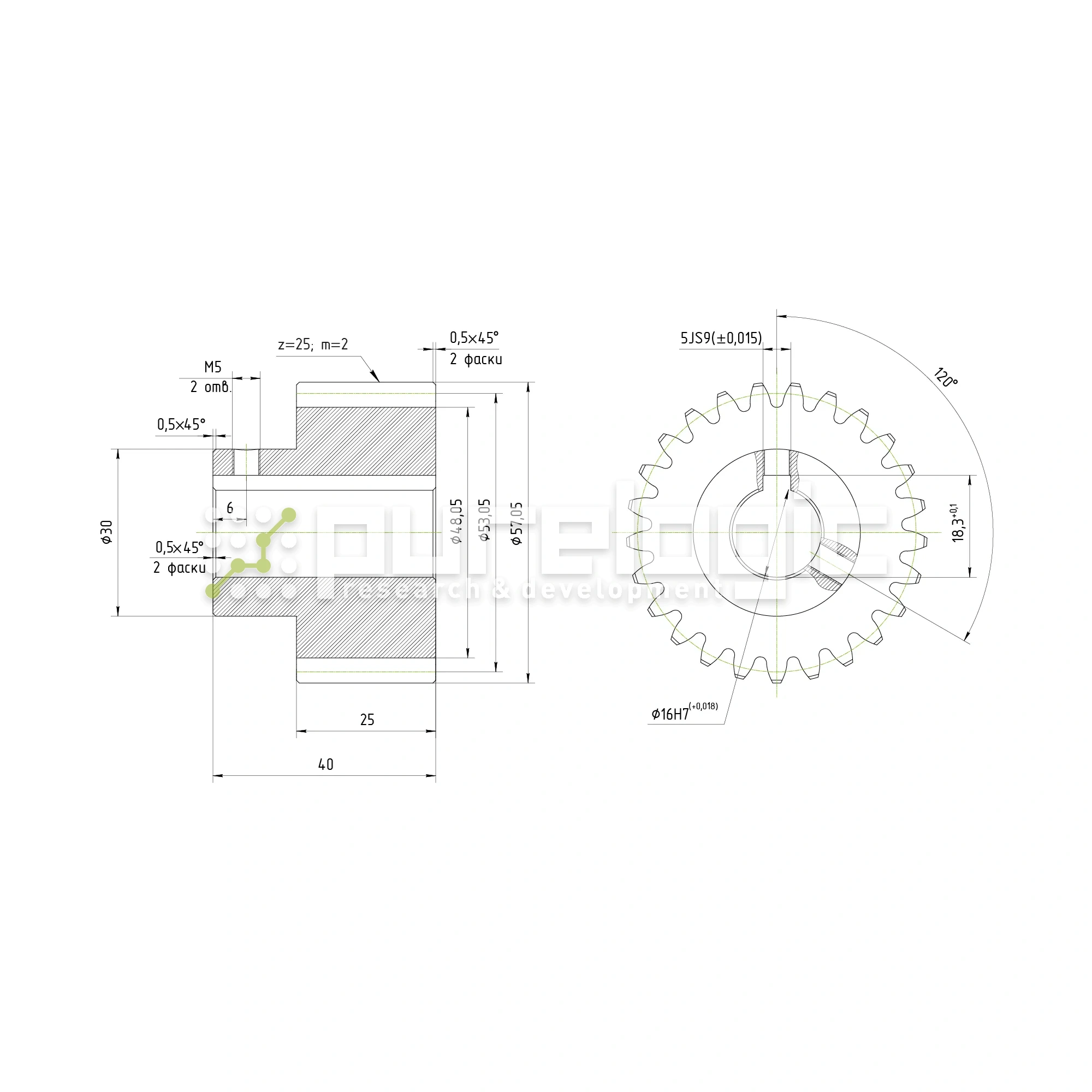 Шестерня косозубая GH2-T25D16 1 331 Шестерня косозубая GH2-T25D16 фото