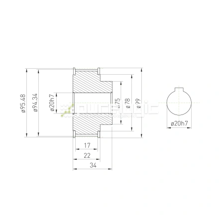 Шкив зубчатый BLA-60-5M-15-B-C20 фото