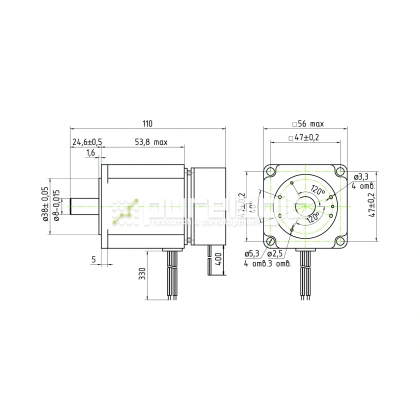 Двигатель шаговый с тормозом PL57H56-D8B фото