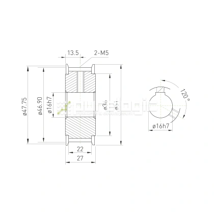 Шкив зубчатый BLA-30-T5-20-A-N16 1 682 Шкив зубчатый BLA-30-T5-20-A-N16 фото
