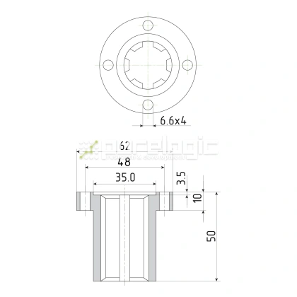 Шлицевая втулка с фланцем SNF-21x25 3 304 Шлицевая втулка с фланцем SNF-21x25 фото