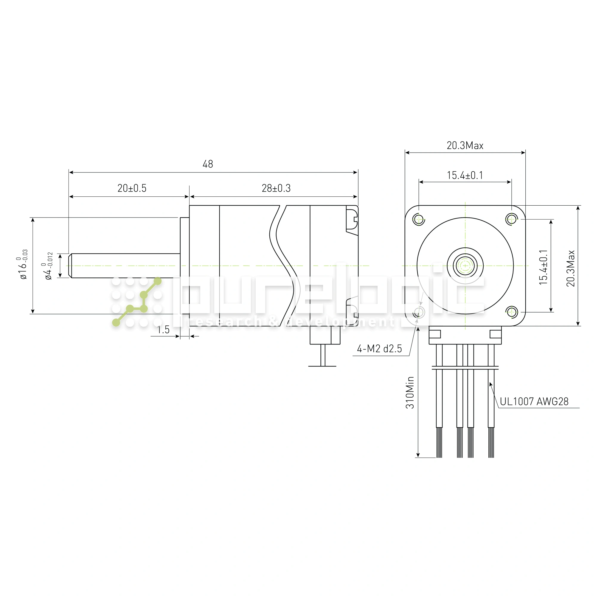 Двигатель шаговый PL20H28-D4 2 201 Двигатель шаговый PL20H28-D4 фото