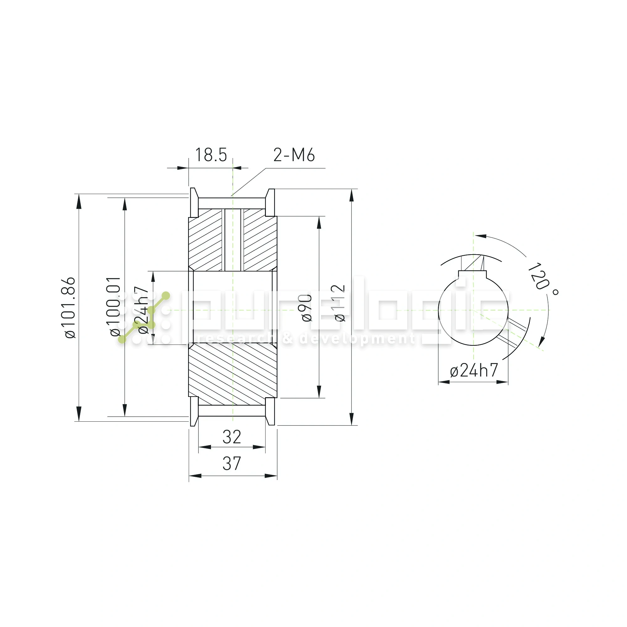 Шкив зубчатый BLA-32-T10-30-A-N24 4 288 Шкив зубчатый BLA-32-T10-30-A-N24 фото