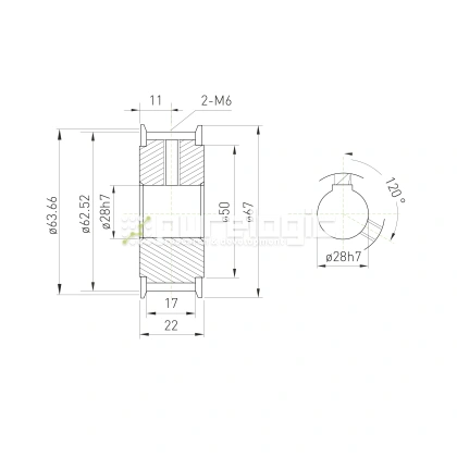 Шкив зубчатый BLA-40-5M-15-A-N28  фото