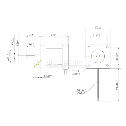 Двигатель шаговый биполярный 42CM06-1A фото