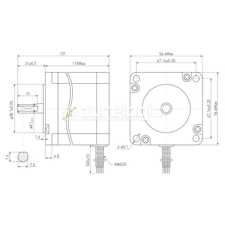 Двигатель шаговый PL57H110-D8 фото