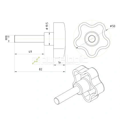 Ручка пятилепестковая 100208-50*M10*50 фото