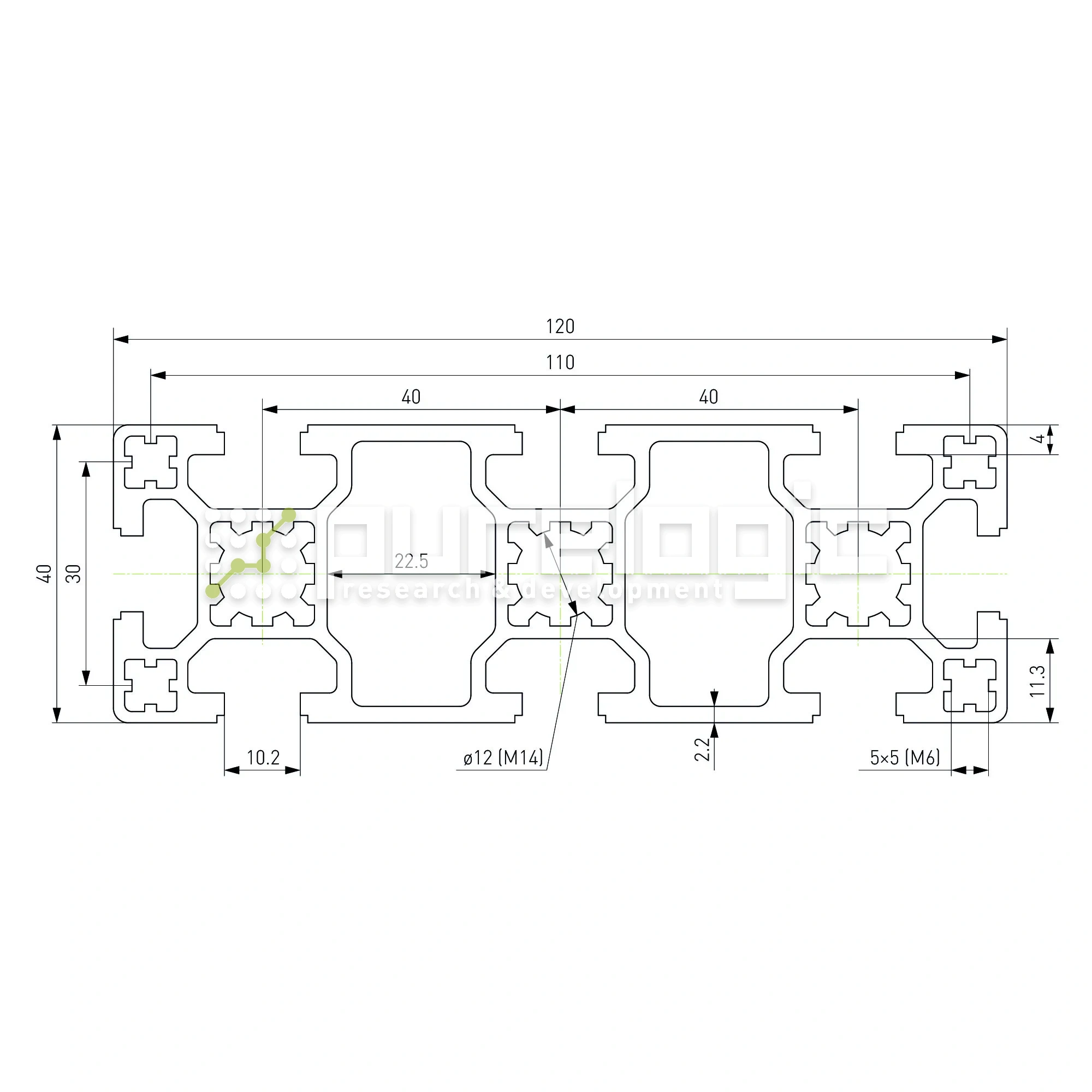 Профиль алюминиевый HXB40120BB-10 4 685 Профиль алюминиевый HXB40120BB-10 фото