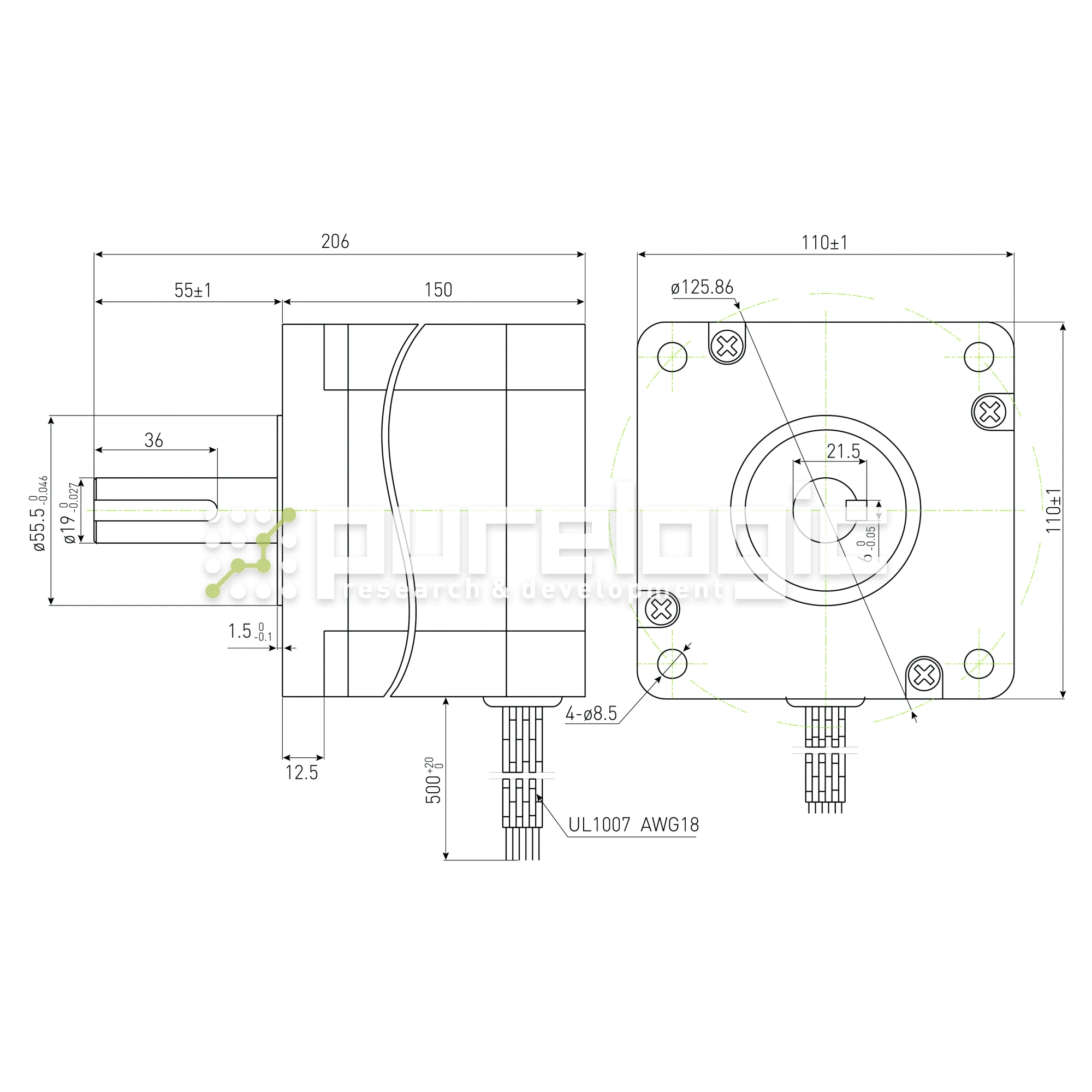 Двигатель шаговый PL110H150-D19 31 546 Двигатель шаговый PL110H150-D19 фото